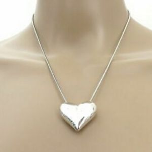 TIFFANY & CO Puffed  💙 Heart Necklace like new!